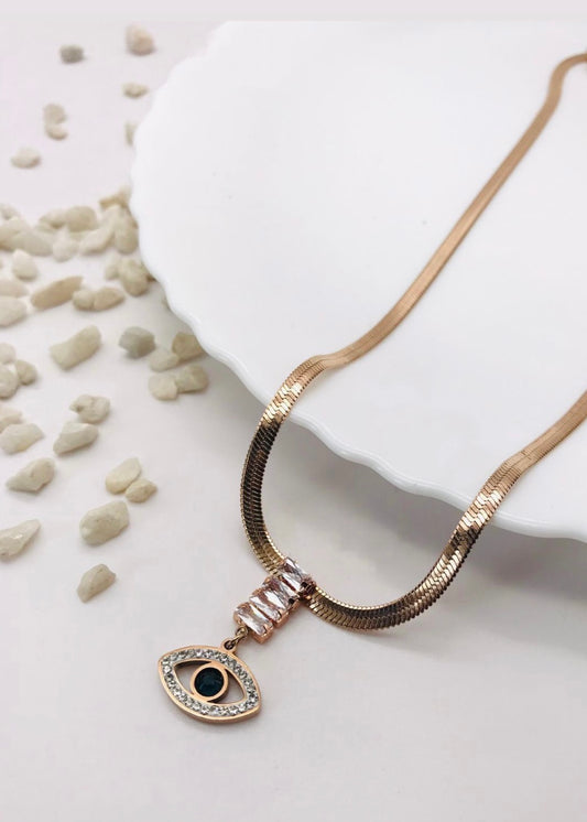 Evil eye snake chain necklace