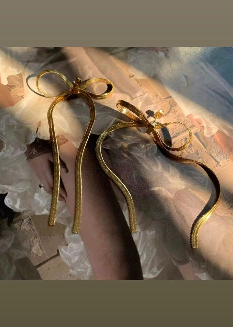 Lace bow earrings(Gold)