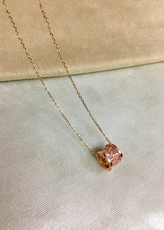 Pink orbit necklace