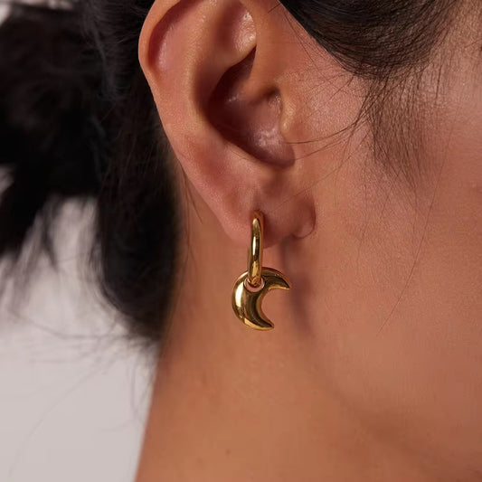 Detachable moon hoops(Gold)