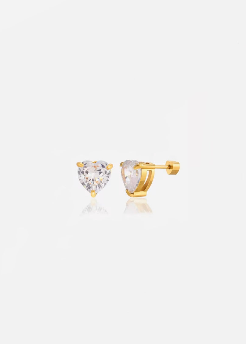 Heart solitaire studs