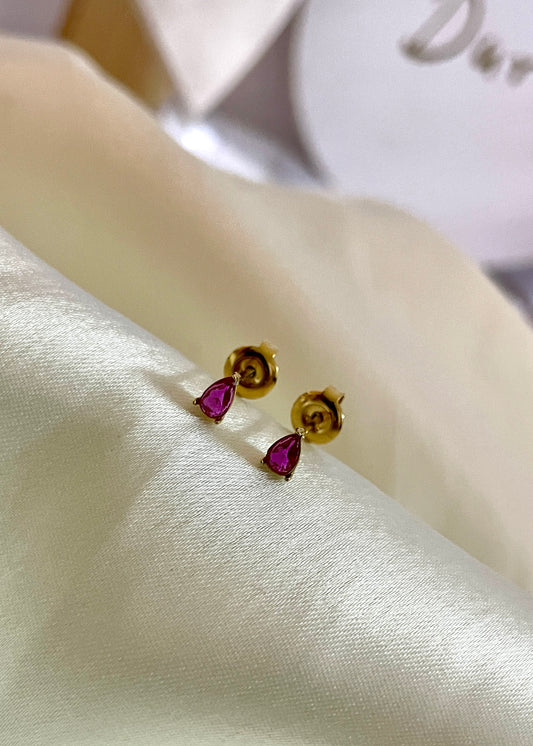 Ruby pear studs