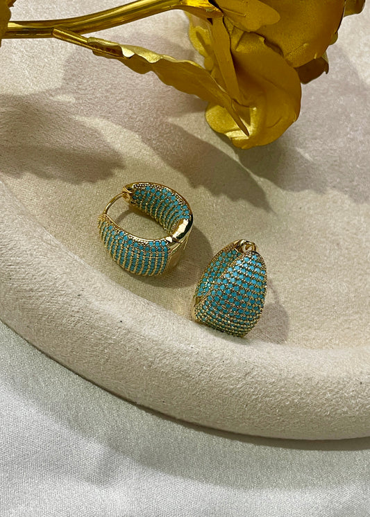 Turquoise raga hoops