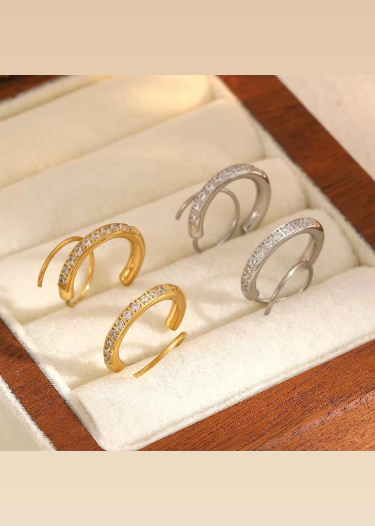 Spiral blingy hoops(Silver)