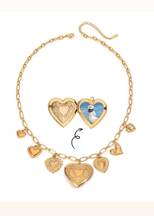 Luxe heart charms necklace