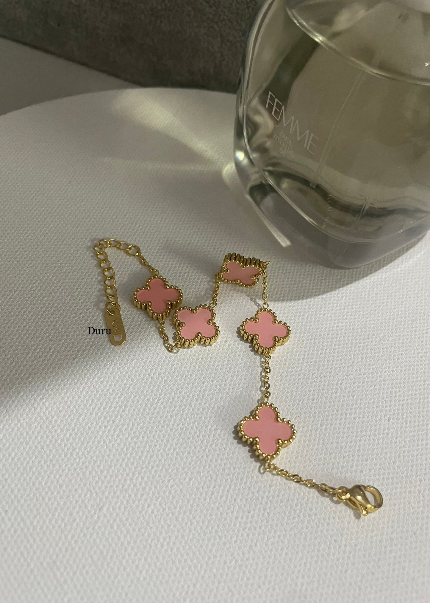 Pink clover bracelet