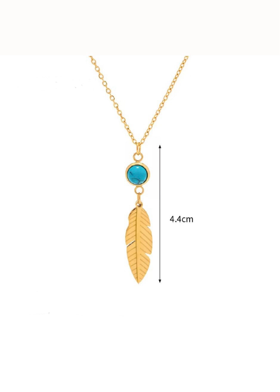Turquoise feather necklace