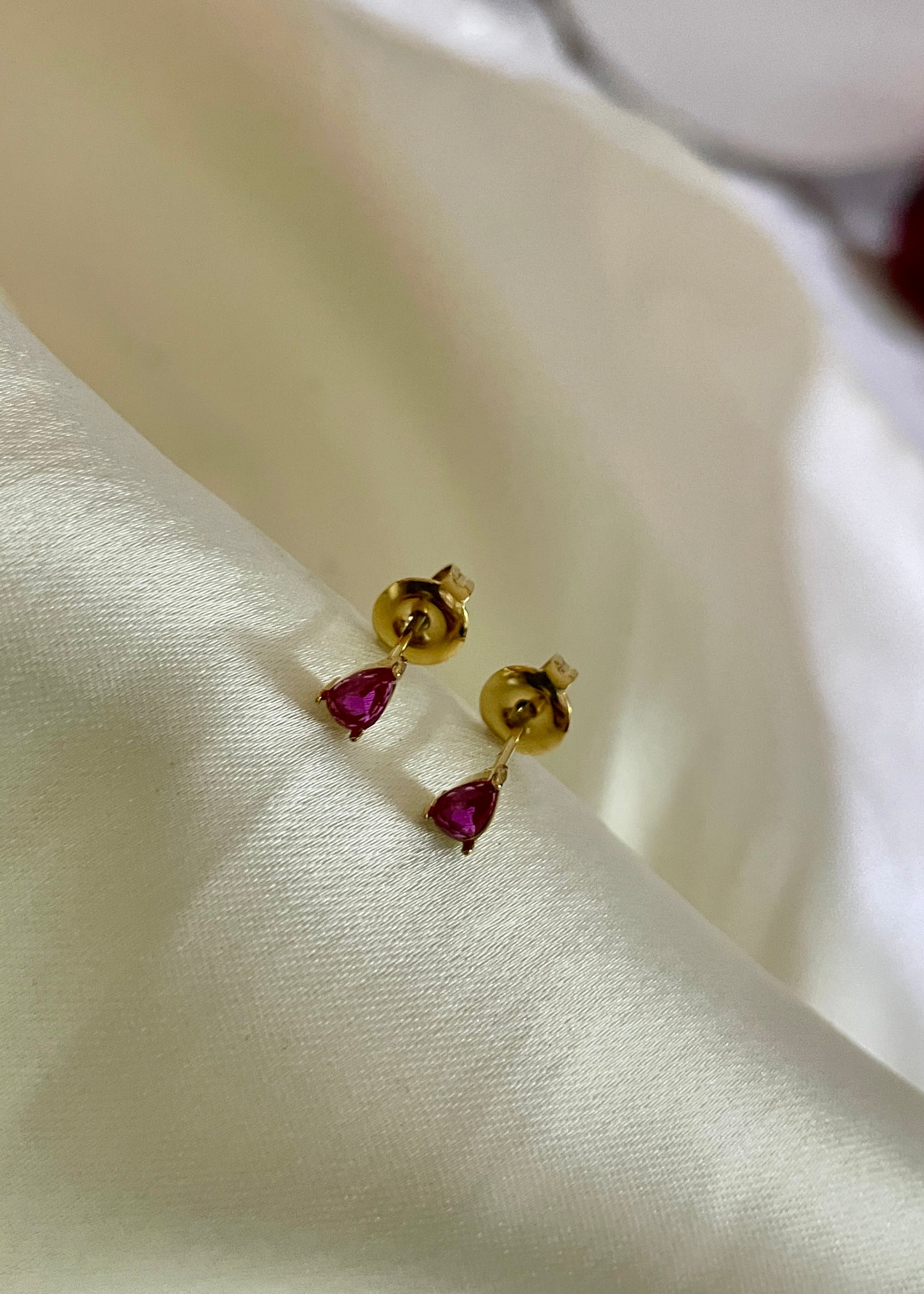 Ruby pear studs