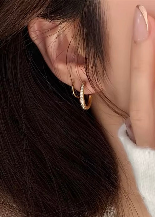 Spiral blingy hoops(Gold)