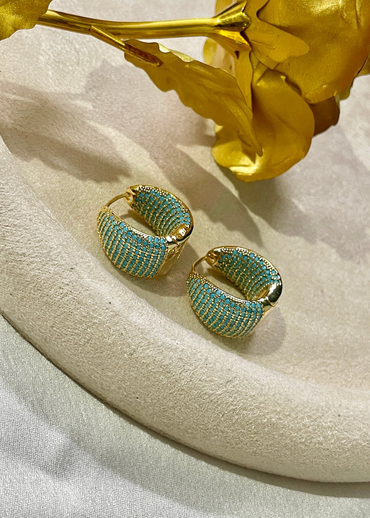 Turquoise raga hoops