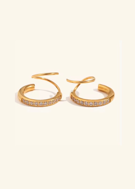 Spiral blingy hoops(Gold)